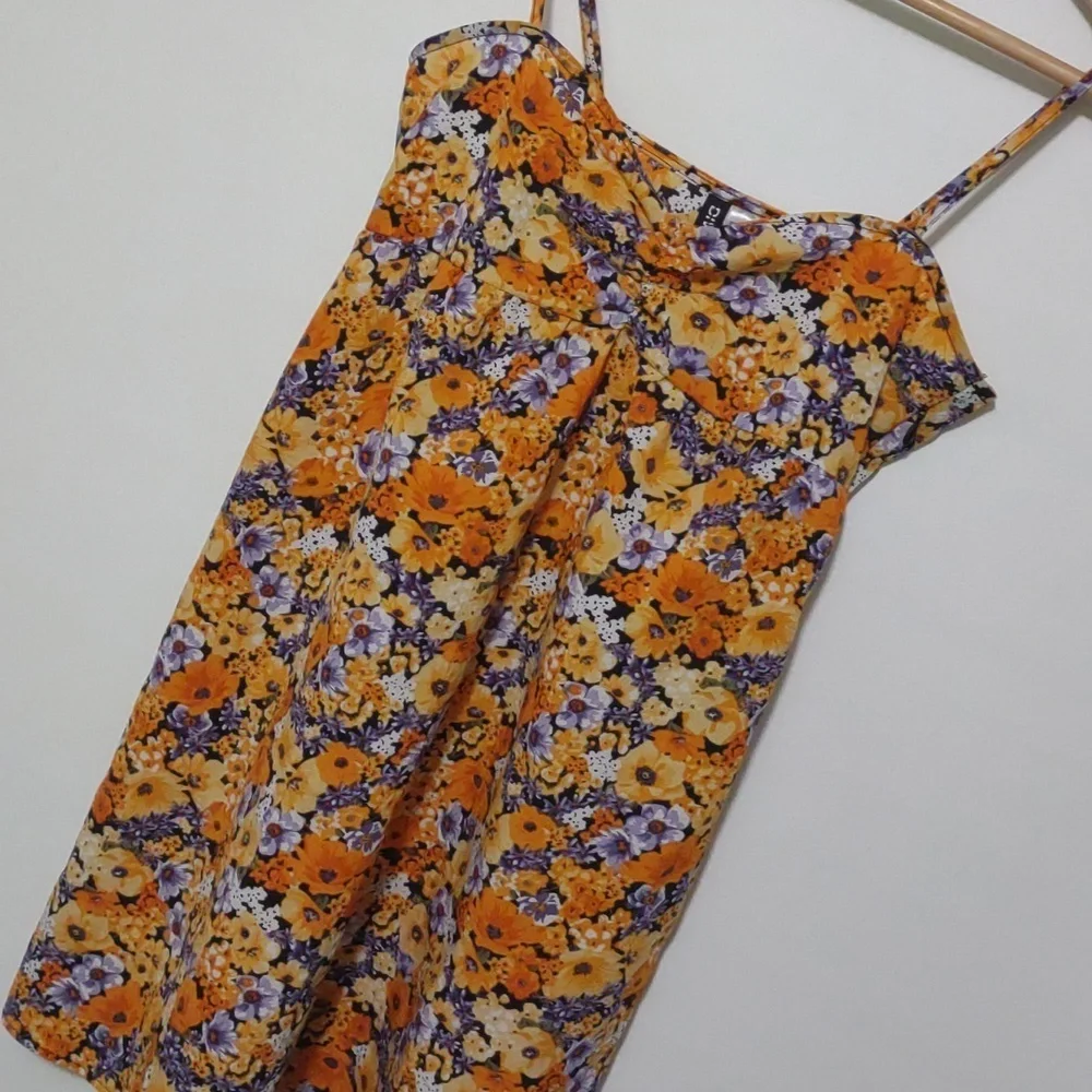 Divided Floral Babydoll Dress Orange Wildflower Spring Summer Sun Dress XS - Picture 5 of 15